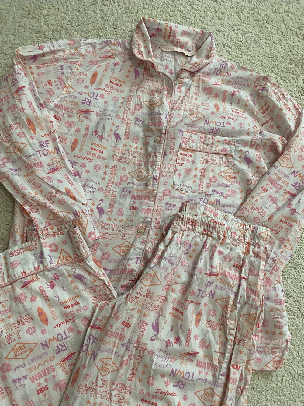 Victoria’s Secret Pink Flannel Long Pajama Set EUC - Size S - Picture 2 of 4